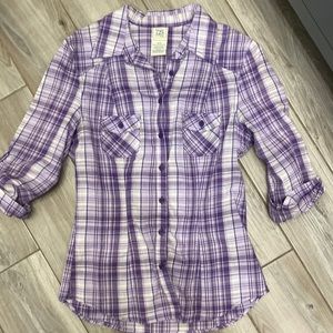 Purple plaid shirt women’s size medium